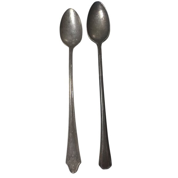 Lot of 9 WM Rogers & Sons Iced Tea Spoons Patterns Grecian Ivanhoe Lincoln - Picture 4 of 9